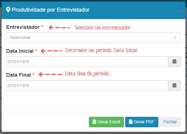 Relatório de Produtividade por Entrevistador